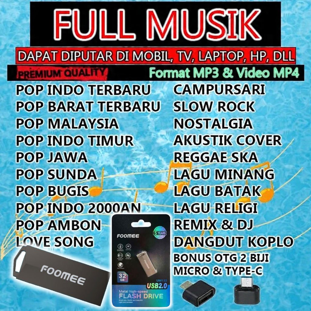 FLASHDISK MUSIK LAGU 32GB || FLASHDISK BUAT MOBIL ||  SPEAKER || TV || HP || BONUS OTG
