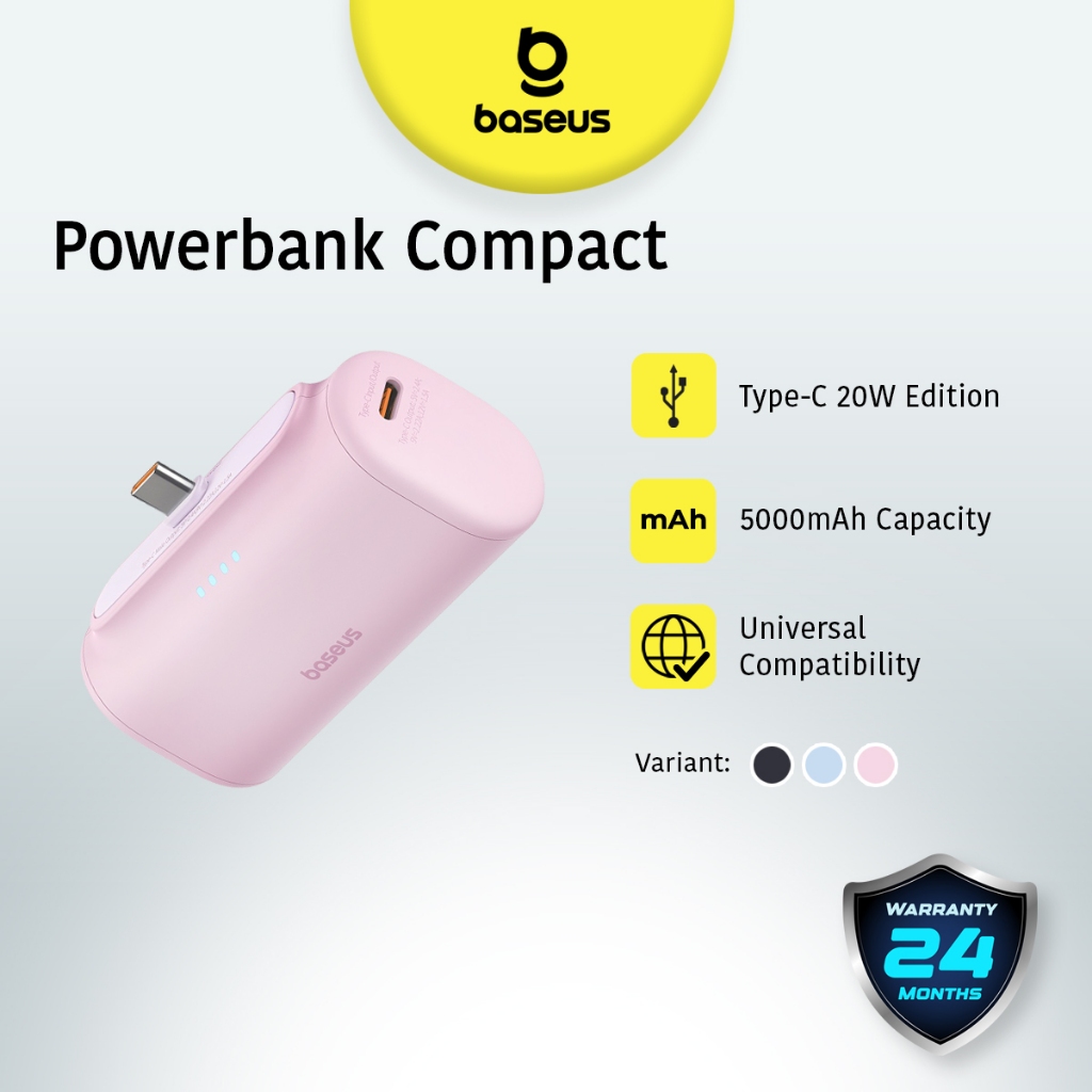 Baseus Compact Mini Powerbank Fast Charging 20W Samsung Iphone 15 16 17 Type C Kpop Edition 5000mAh
