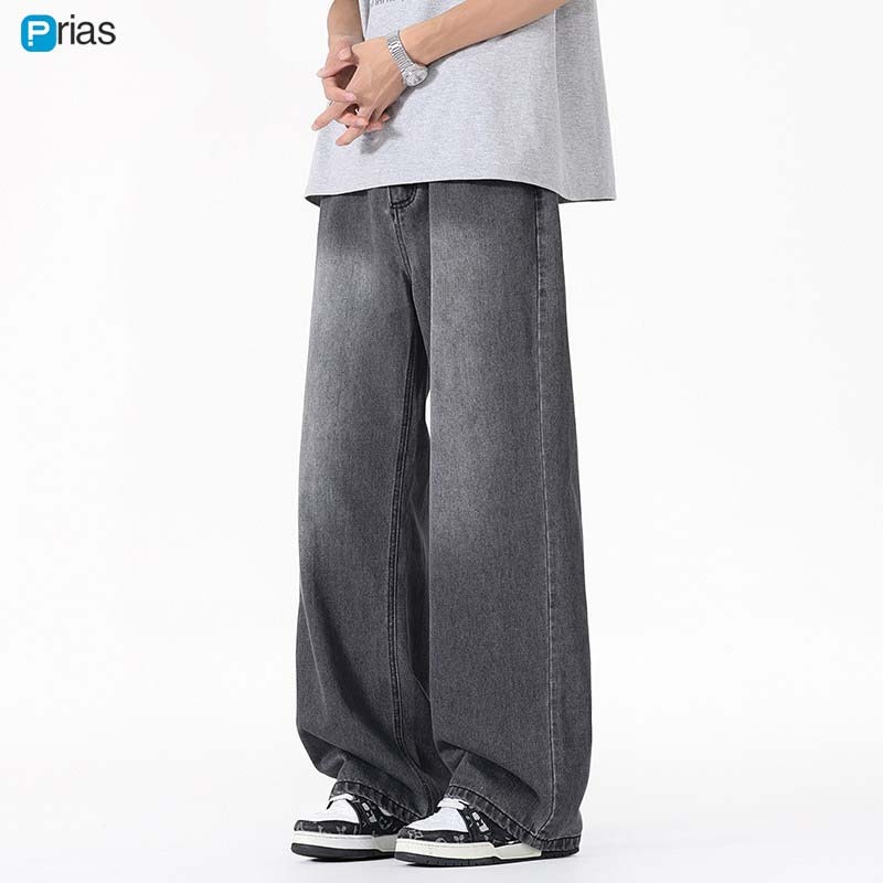 Prias Celana Jeans pria Basic Loose Denim Baggy Pants Oversize Straight Loose pants Celana Denim