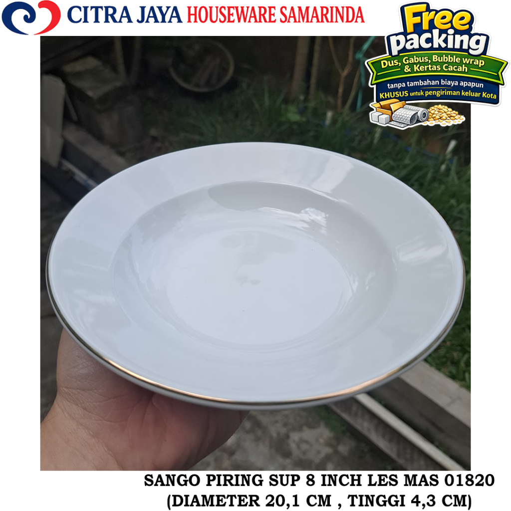 Piring SUP 8 INCH (6 PCS / 1 LUSIN) SANGO 01820 LES MAS KERAMIK