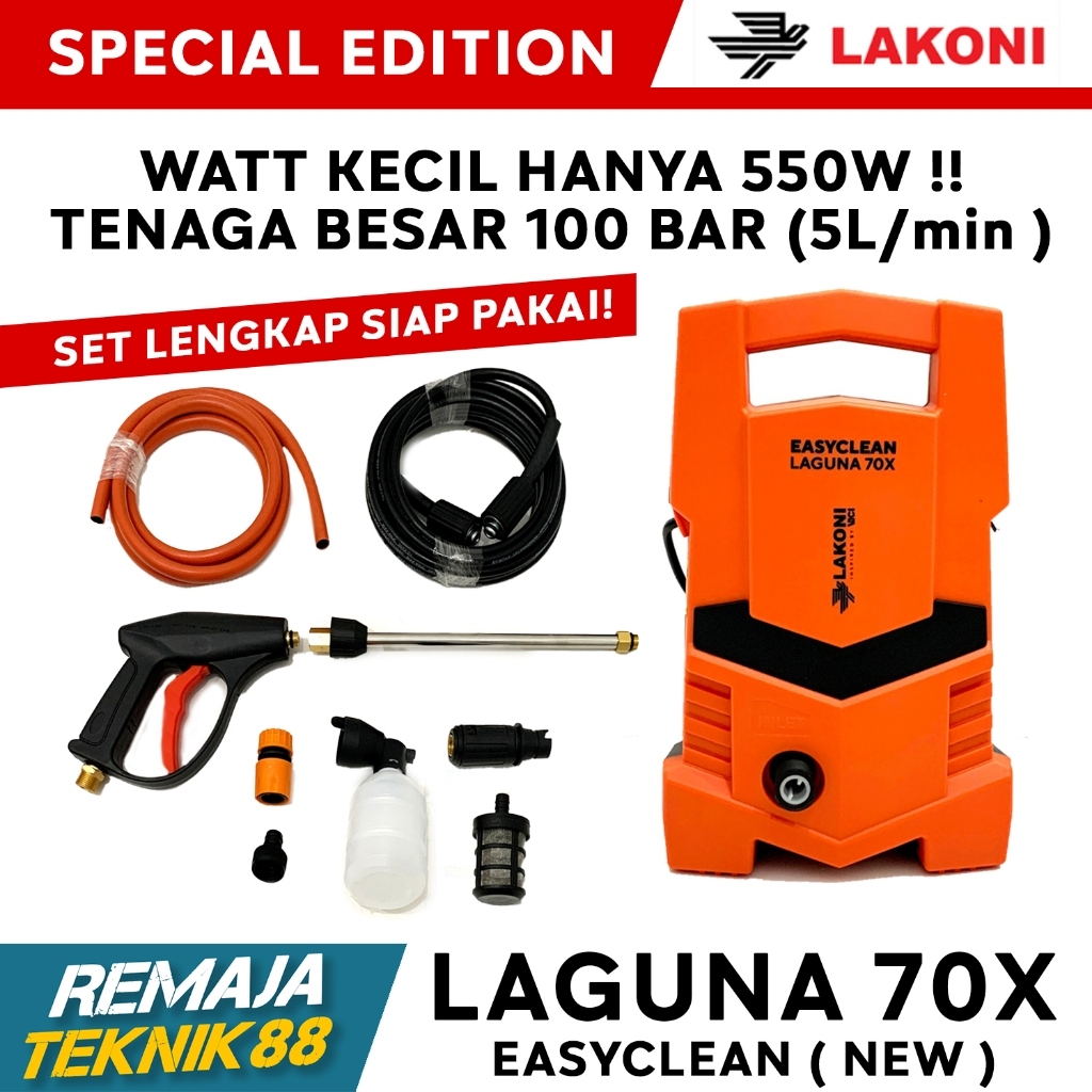 LAKONI EASYCLEAN LAGUNA 70X 100 BAR MESIN CUCI MOBIL MOTOR JET CLEANER LAKONI EASYCLEAN LAGUNA 70X T