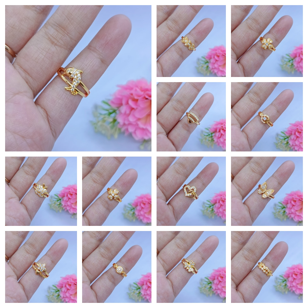 Grosir Cincin Anak Fashion Mewah Desain Tembaga Berlapis Emas Muda Anti Karat Dubai Import Terbaru P
