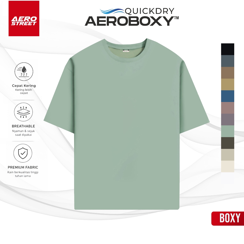 Aerostreet Blaze Kaos Unisex Boxy Quick Dry Sage Green T-shirt Pria Wanita Casual Cotton Premium Bas
