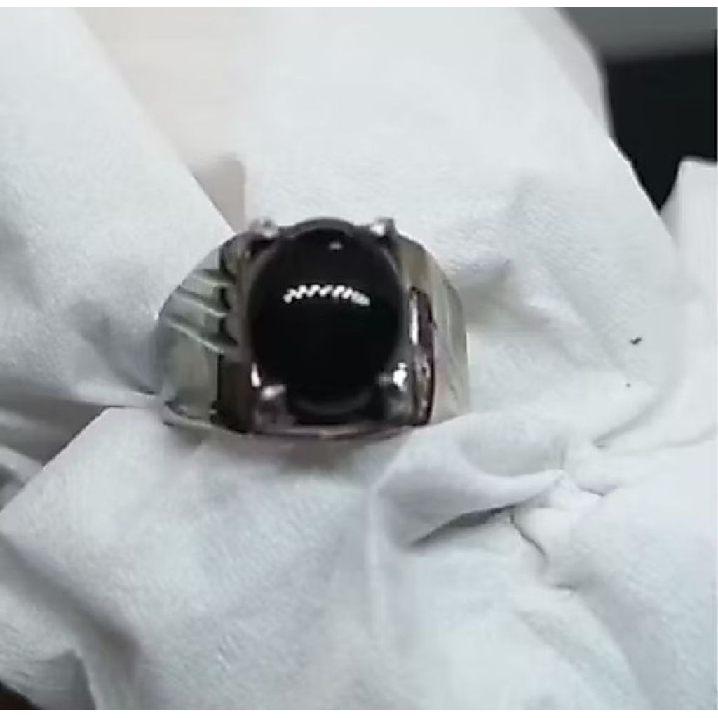 BATU CINCIN YAMAN WULUNG KANTORAN EMBAN RING STAINLES STEEL PRIA PREMIUM -BATU AKIK YAMAN DI SENTER 