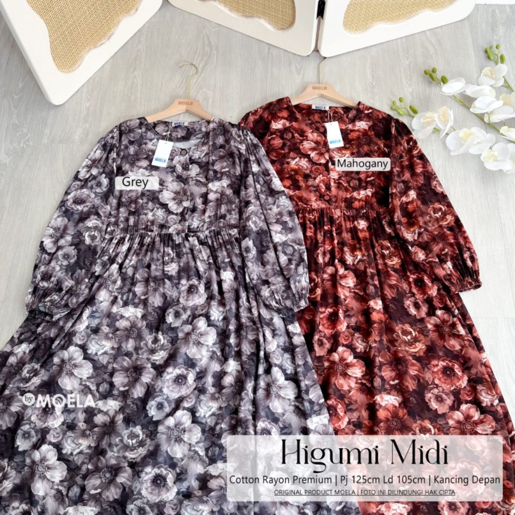 Higumi dress gamis Jumbo Allsize Busui Premium Catton rayon Original Moela Berlabel