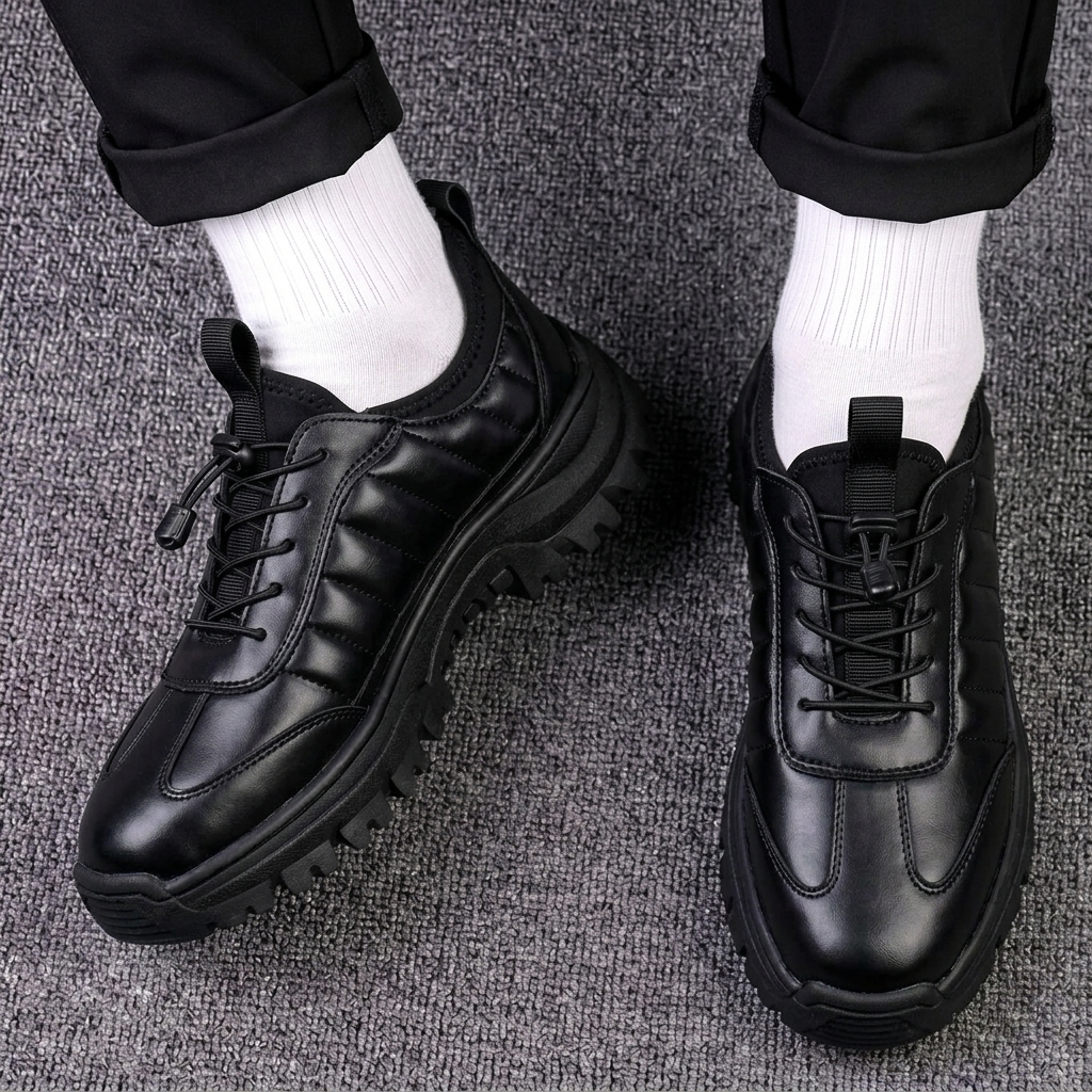 Sepatu Sneakers Chunky Pria Trekking Hiking Outdoor Hitam
