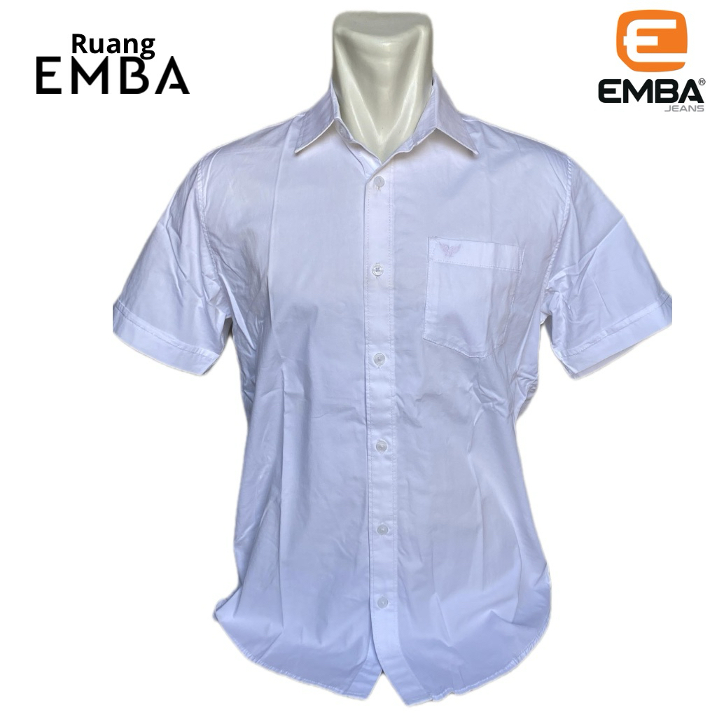 EMBA - Kemeja EMBA Lengan Pendek Putih Bersih - Ready Size M