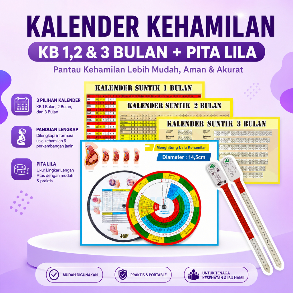 PAKET KALENDER KB 1,2 DAN 3BULAN.KALENDER PUTAR DAN PITA LILA.