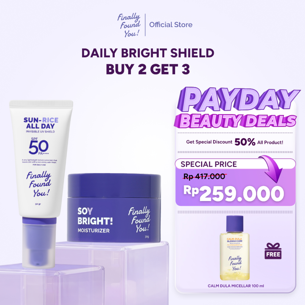 [BUY 2 GET 3] Finally Found You Daily Bright Shield FREE HOCL Micellar 100mL : (Soy moist 30g + Suns
