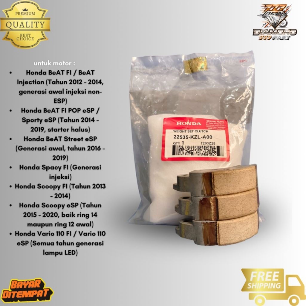 Kampas ganda only Beat FI (2012–2014) Scoopy FI (2013–2015) Vario 110 FI (2014–2015) Beat Karburator
