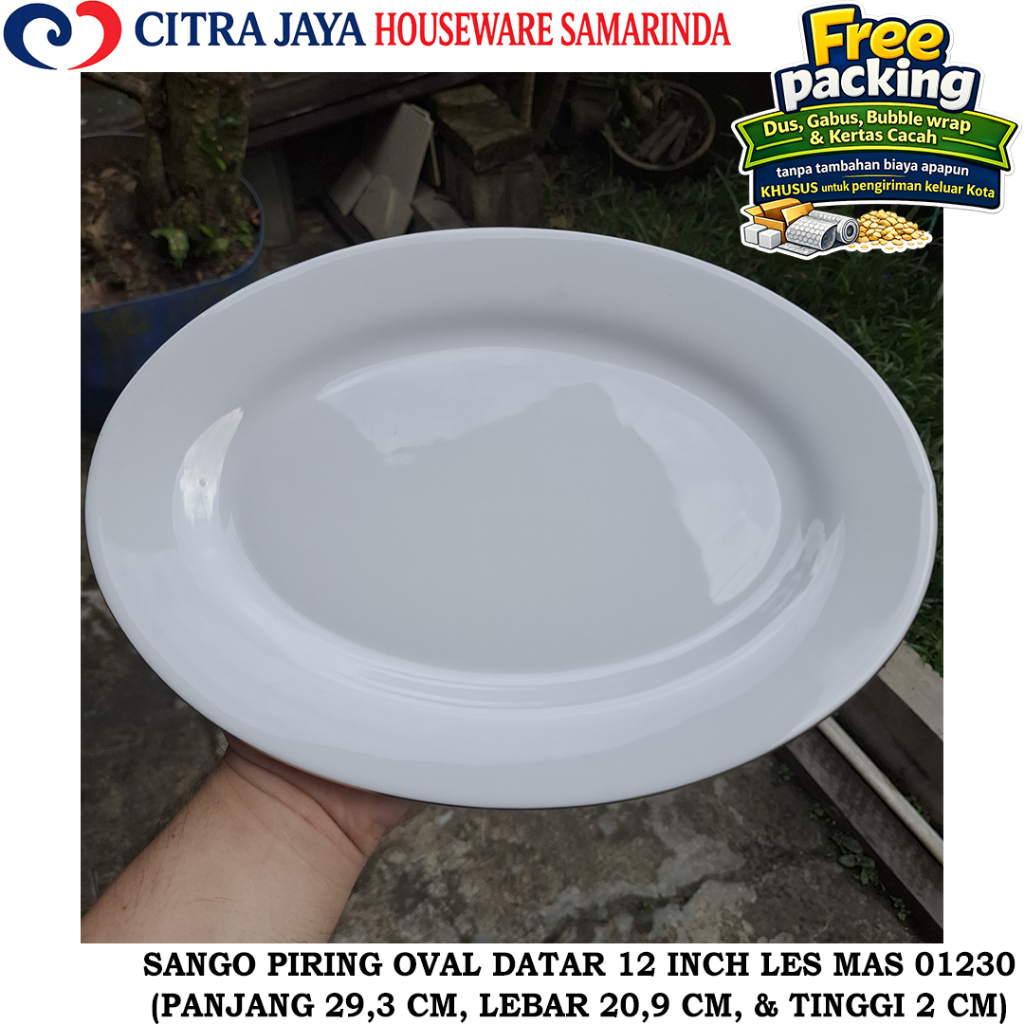 Piring Oval / Loyang Oval Keramik Les Emas 12 Inch Sango 01230 (PER 1 PCS / 3 PCS / 6 PCS)
