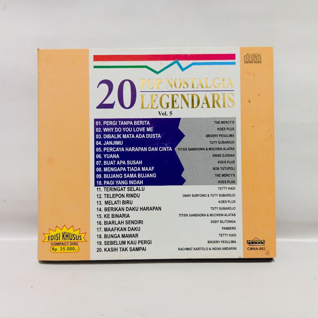 CD 20 Pop Legendaris Vol. 5 - Koes Plus The Mercy's Ernie Djohan VA