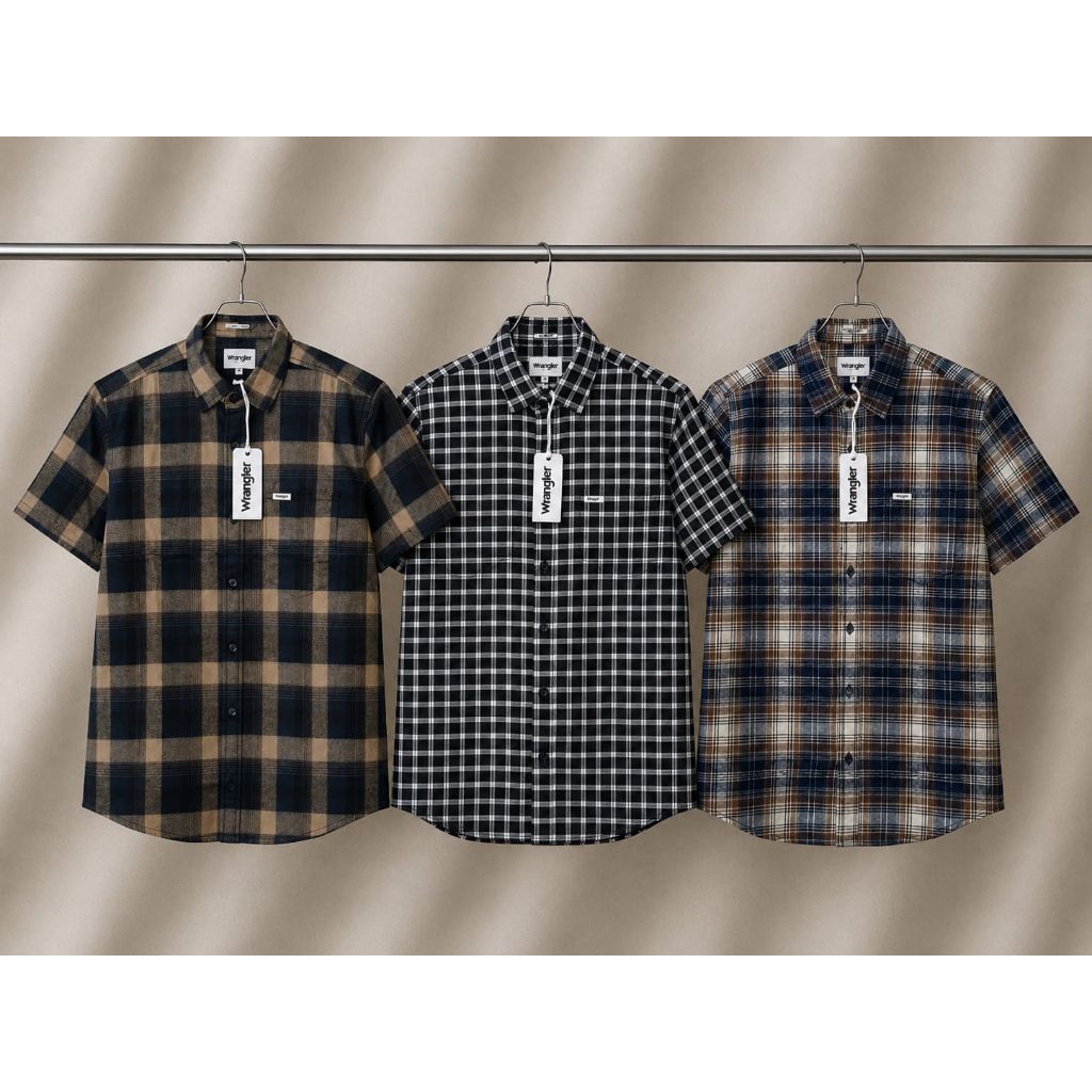 Kemeja Lengan Pendek Wrangler Flanel Di Jamin 100% Original