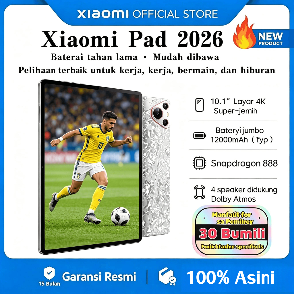 [Buy 1 Get 7 Free] Xiaomi Pad 5G 10.1" 16GB+1TB Snapdragon 888 | 120Hz OLED | Tablet Android Spek Ti