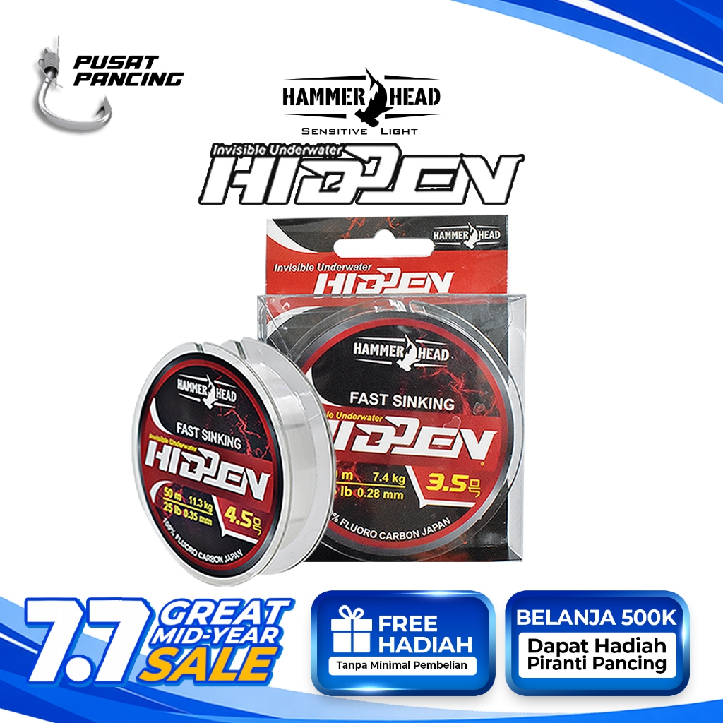 Senar Leader HAMMERHEAD HIDDEN Fluoro Carbon 100% 50Meter Transparant