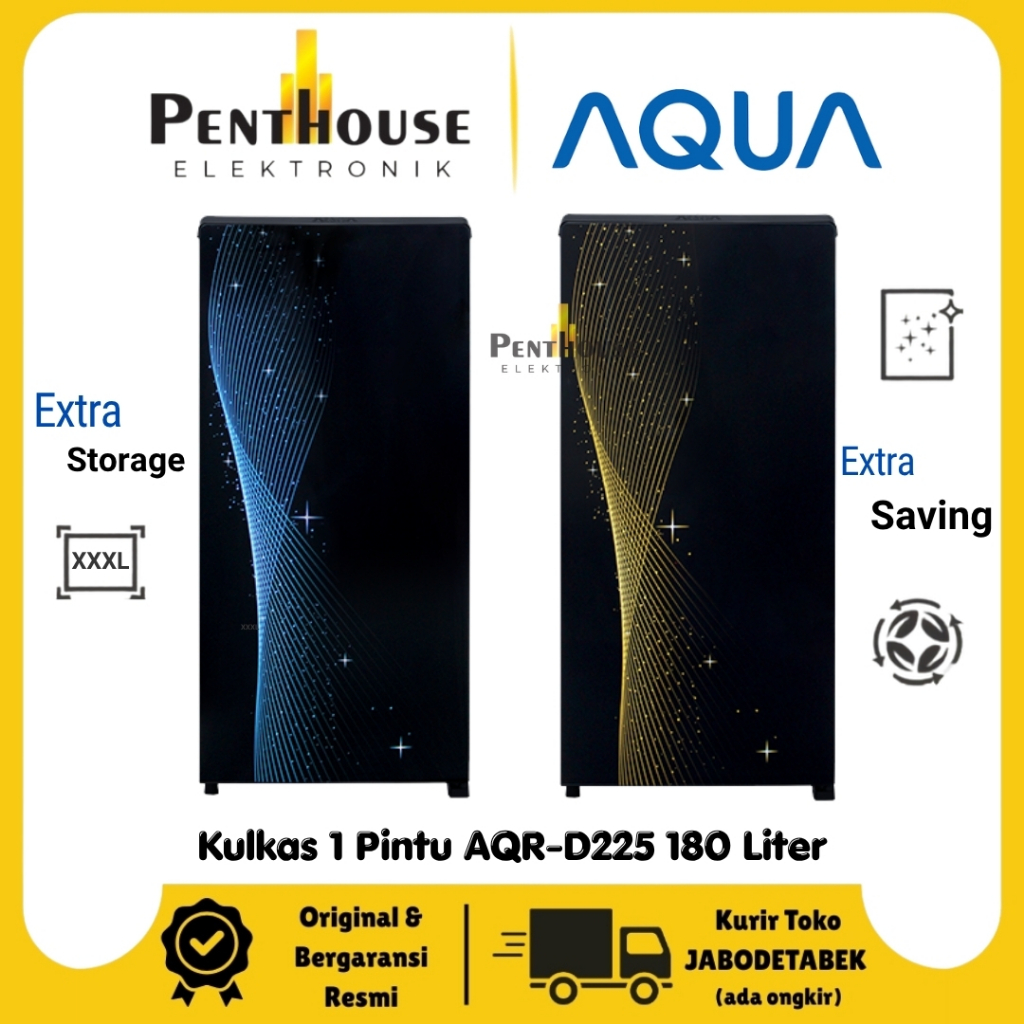 AQUA Kulkas 1 pintu AQR-D225 (MSB/MSG) / AQR-D225MSB 180L / AQR-D225MSG 180L