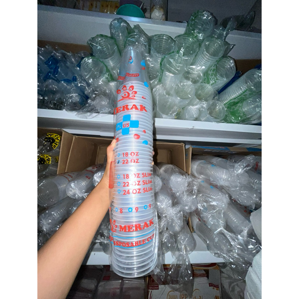 PROMO CUP 18oz SLIM isi 50 pcs / cup es teh