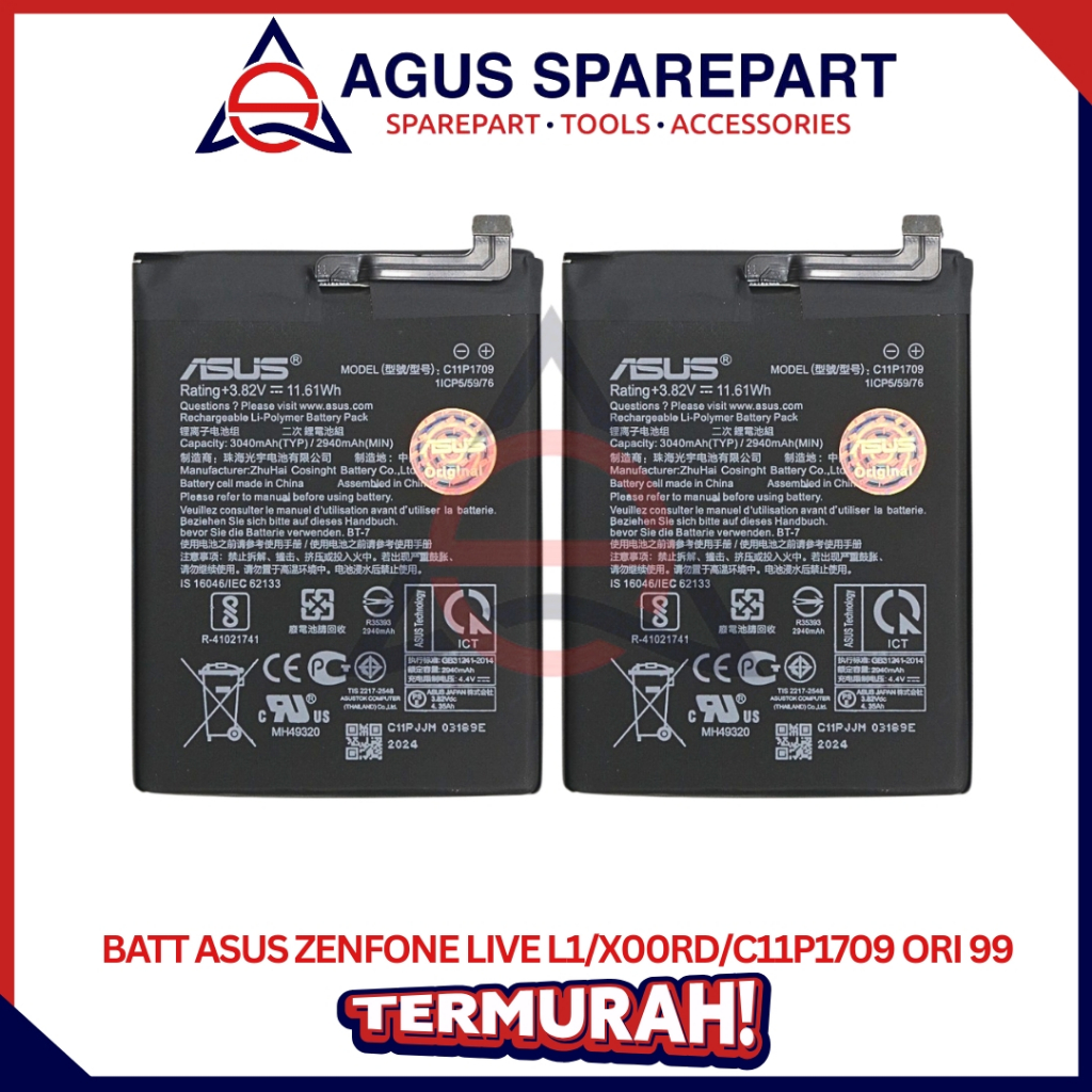 BATERAI ASUS ZENFONE LIVE L1 / X00RD / C11P1709 ORI / BATRE / BATTERE / BATTERY