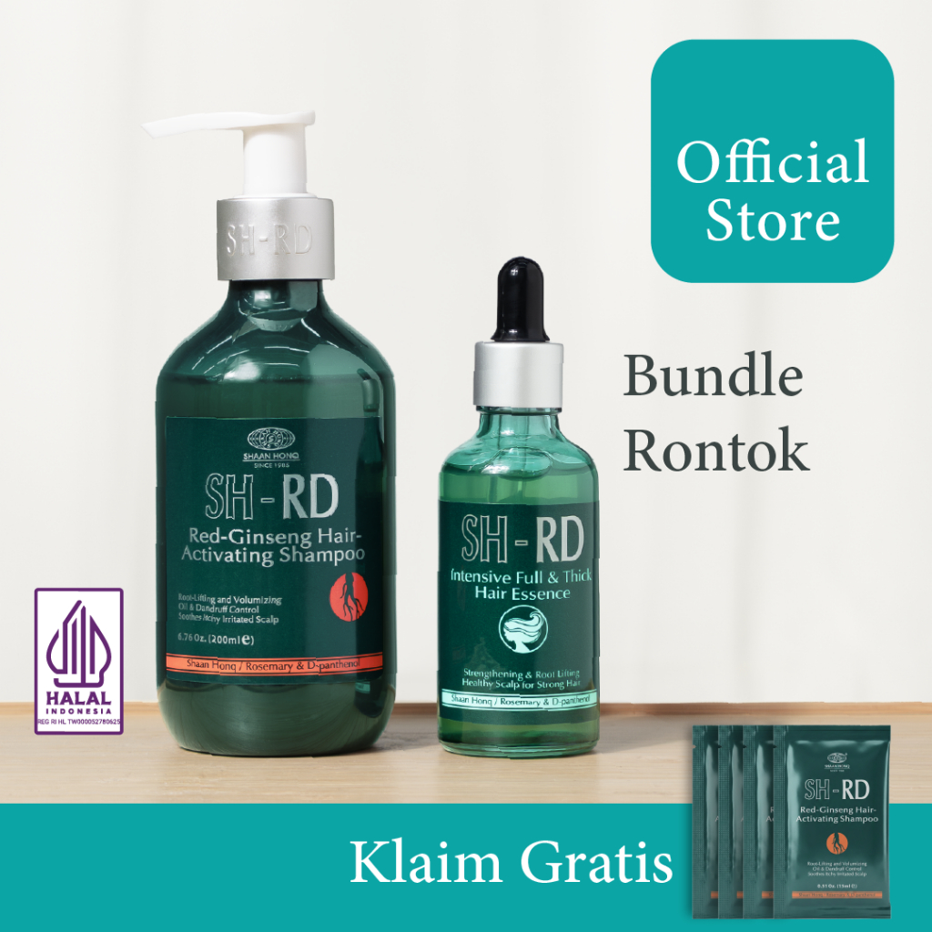 SH-RD | Bundle Paket Atasi Rambut Rontok dan Patah | Red Ginseng Shampoo | Hair Essence | Tipis | Ro