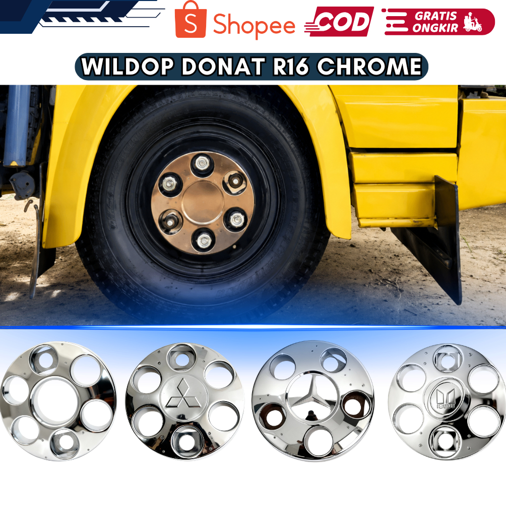 Wildop canter Wildop Truk  Donat  baut lubang 5&6 canter elf dutro giga ,bahan plat chrome whelring