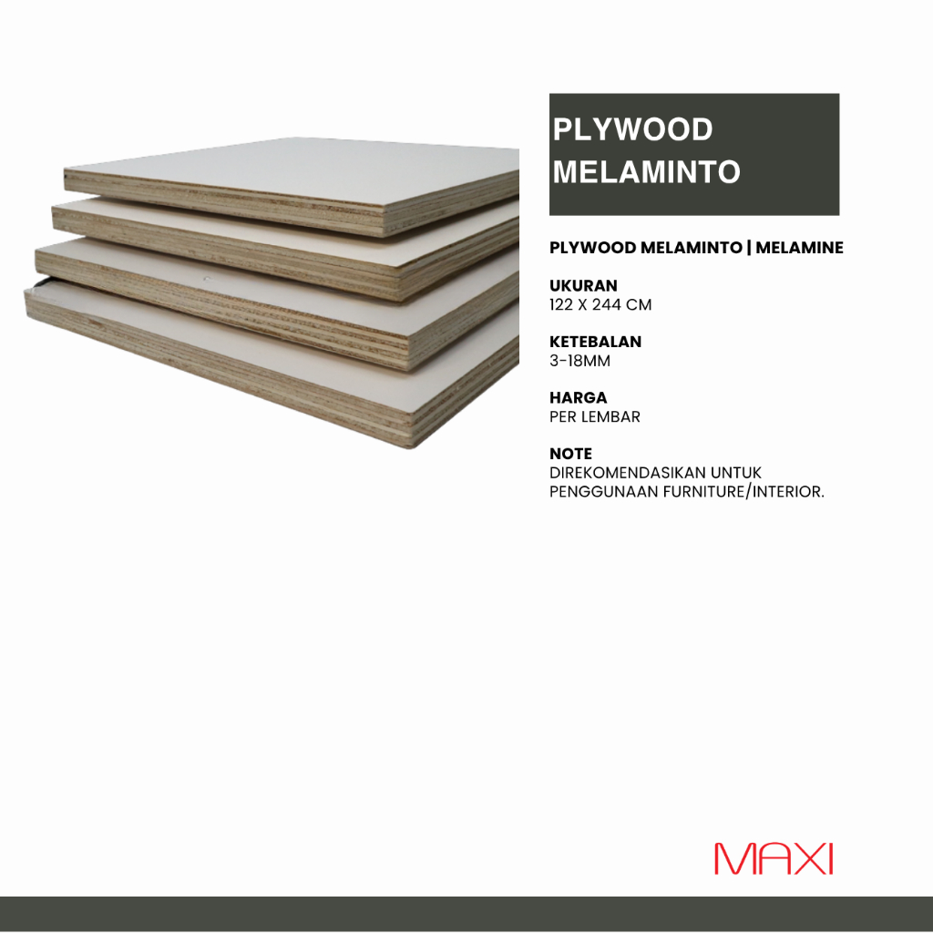 Plywood Melamine I Melaminto Series - 122 x 244cm - 3mm I 6mm I 9mm I 12mm I 15mm I18mm