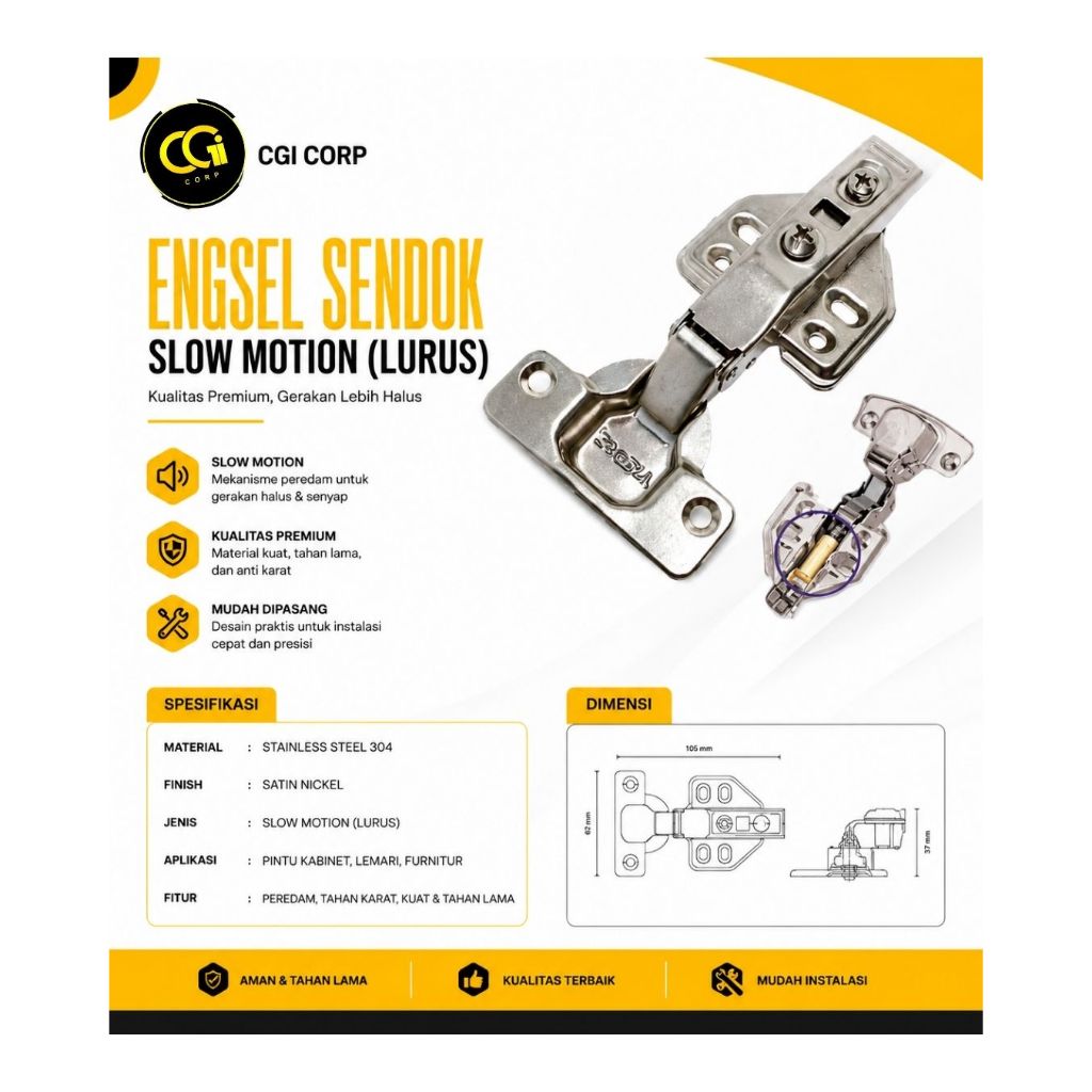 Engsel Sendok Slow Motion Lurus