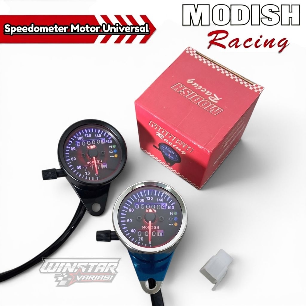 Speedometer Motor Universal Bulat Hitam/ Spidometer Motor Bulat Crhome