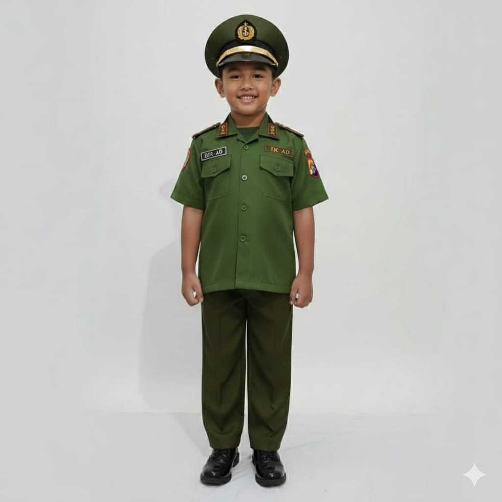 Baju Tentara Anak TNI AD Tk Topi Pet
