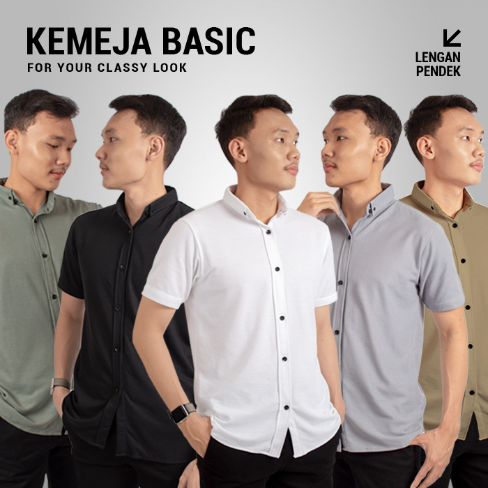 Fortklass Kemeja Max Kemeja Basic Pendek Polos Slimfit Kemeja Formal Basic Casual Lengan Pendek