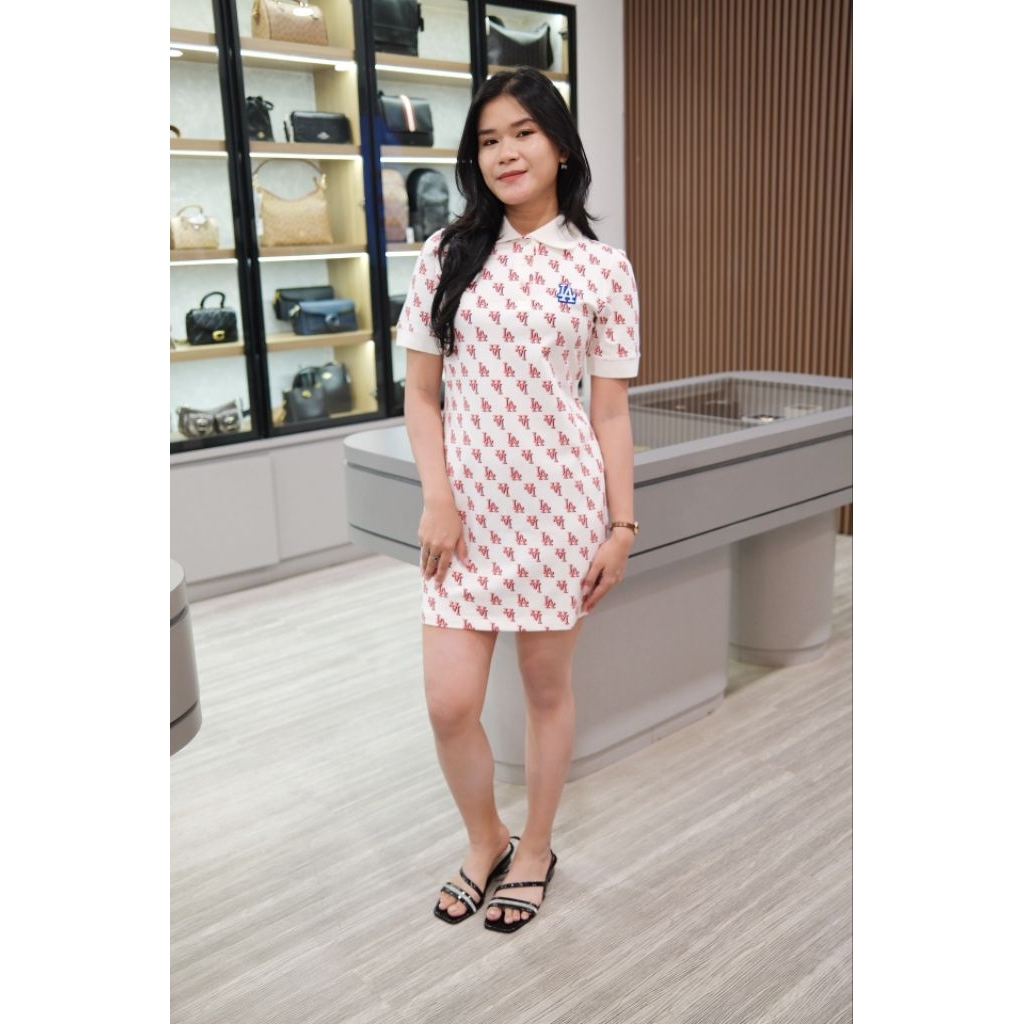 MLB LA MONO POLO DRESS WHITE