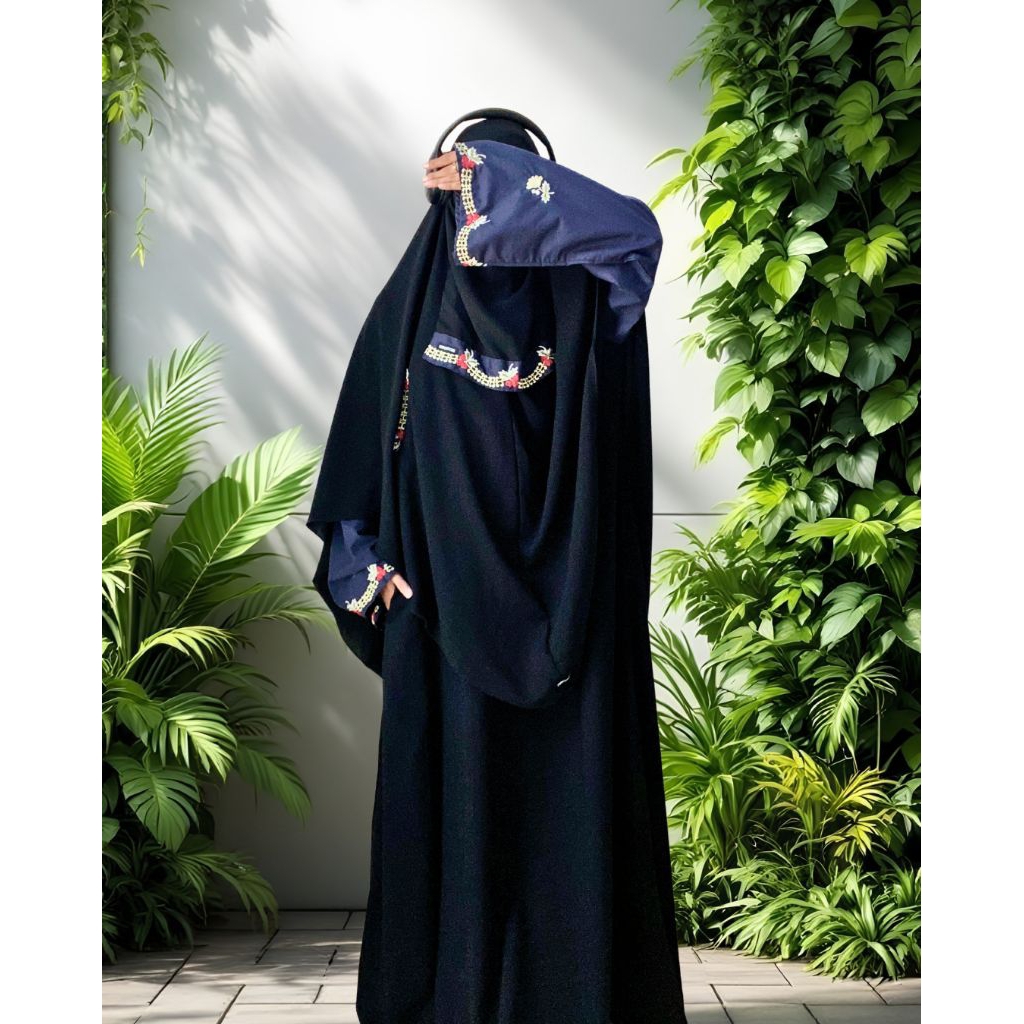 abaya one set Khimar, Niqab, black navy mta saudi