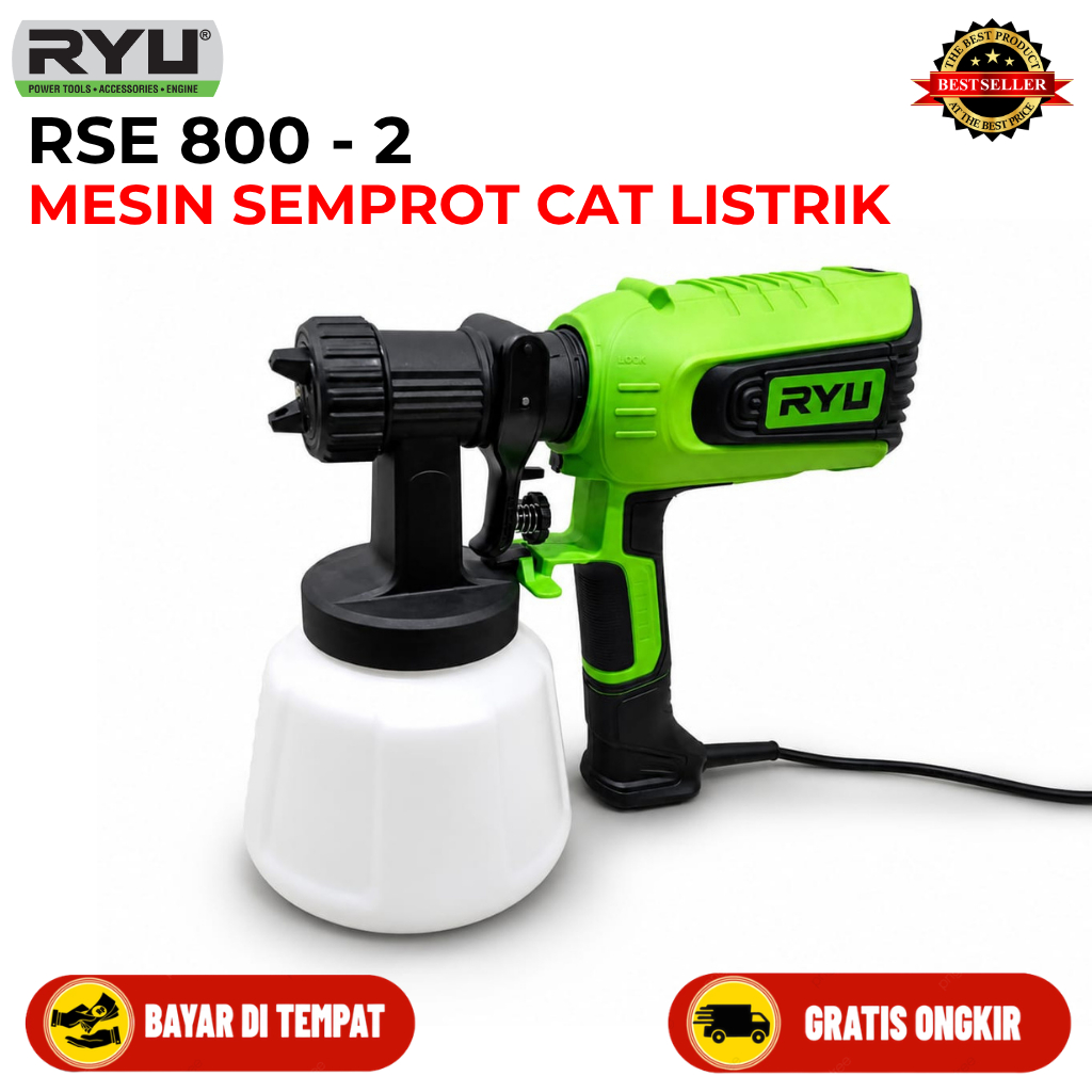 RYU Alat Semprot Cat Elektrik 450 Watt - Cocok untuk Penyemprotan Tembok dan Kayu RSE 800-2 ORIGINAL