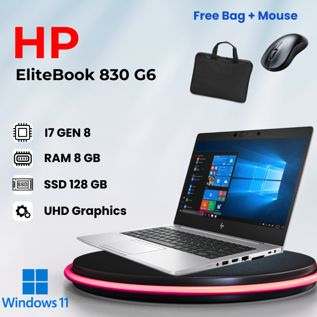HP EliteBook 830 G6 i7 Gen 8 8/128GB 13" Laptop Bekas Seken Murah Garansi 1 Bulan Free Mouse dan Tas