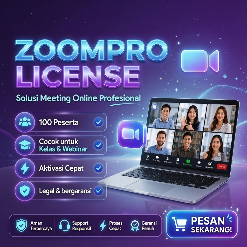 Akun Zoom Meeting Pr0 | Support 100 Peserta/Bulan | Unlimited Usage & Bergaransi