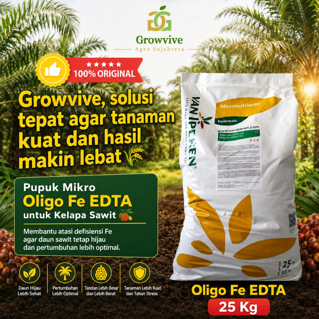 Oligo Fe EDTA 13% untuk Pohon Sawit, Solusi Tanaman Kuning 500 gram