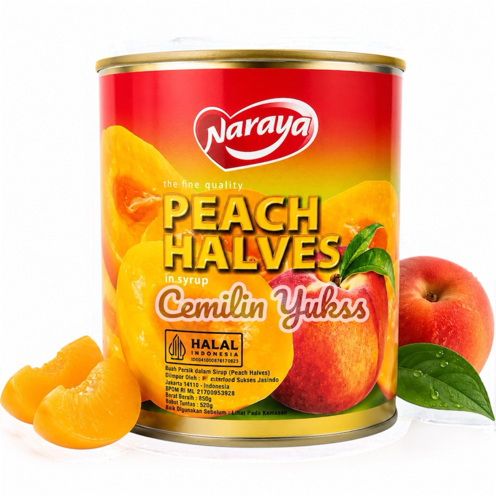 Naraya Peach Halves 820g Buah Persik Kalengan Buah Peach Kalengan