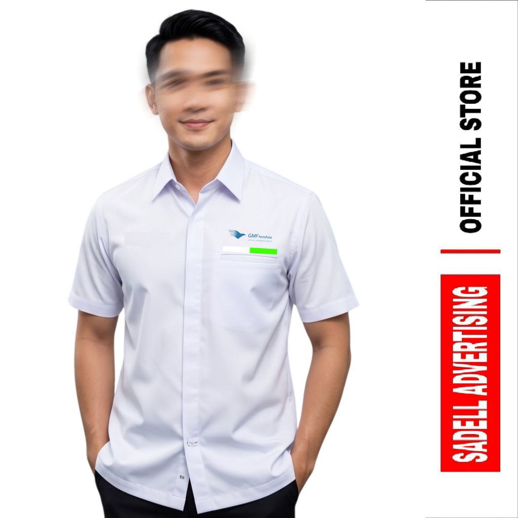 Kemeja GMF AEROASIA Lengan Pendek / Baju Kerja GMF Aeroasia / Seragam GMF Aeroasia Drill Premium