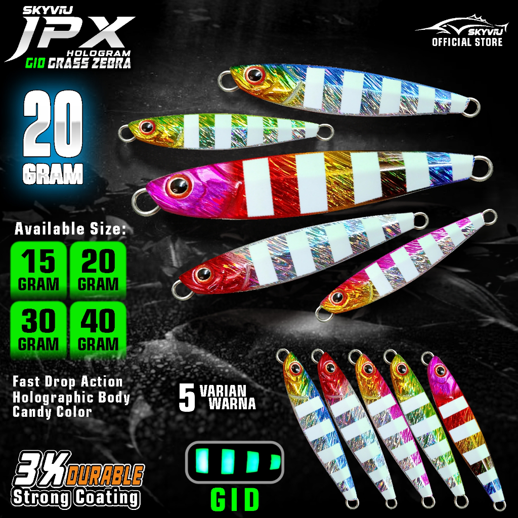 Umpan Metal Jig 20 Gram SKYVIU JPX Suket GID Zebra Umpan Pancing Laut 20g Menyala Malam Hari Killer 