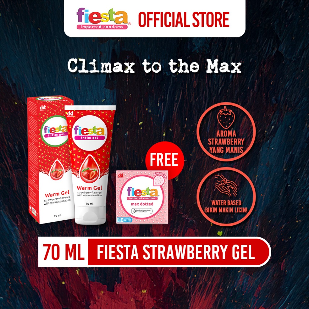 Fiesta Lubricant Intim Strawberry Warm Gel 70ml [FREE] Fiesta Max Dotted 3s