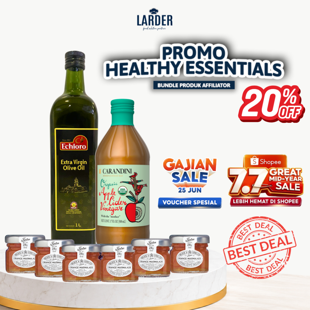 [PROMO HEALTHY ESSENSIAL] Extra Virgin Olive Oil 1 Liter + Apple Cider with Mother 500 ml + 6 Pcs Or
