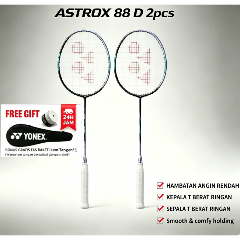 YY Astrox  2PCS Astrox 88 D Pro 3rd 4U 24-28LBS Raket Badminton Bonus Lengkap Tas & Grip