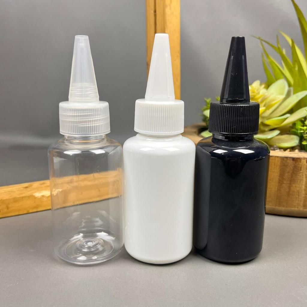 Botol Pet 60 ML - Tutup Kerucut / Botol Kerucut 60 ML / Botol Tinta 60 ML / Botol Tetes 60 ML