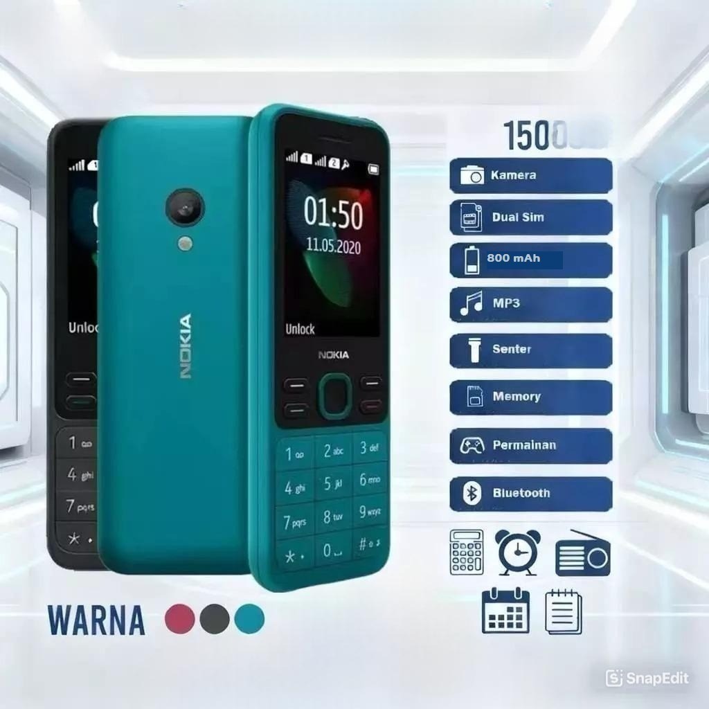 HP NOKIA 150 2020 BARU DUAL SIM SLOT MEMORY KAMERA RADIO SENTER GAME 800mAh