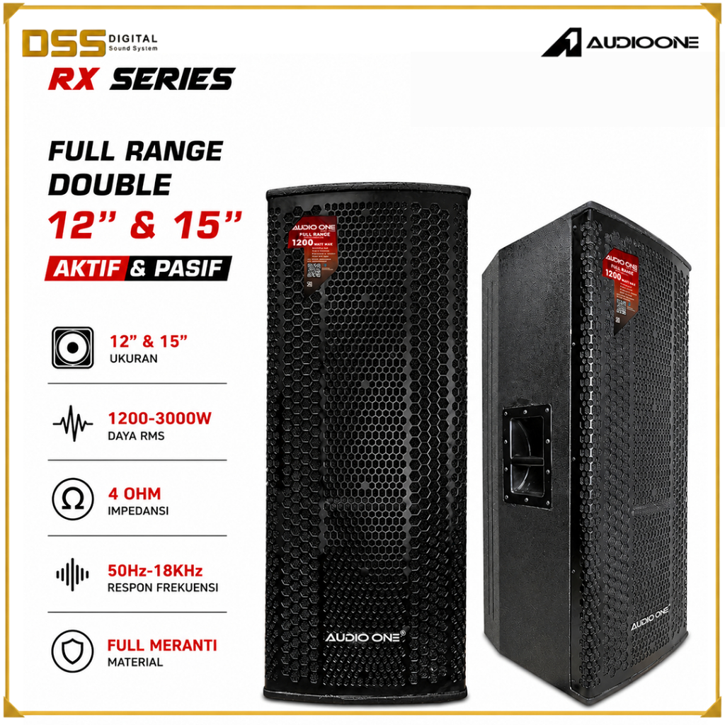 Speaker Double 12 / 15 Inch  Aktif Pasif AUDIOONE RX 212 & 215 Usb Bluetooth Sound system | DSS