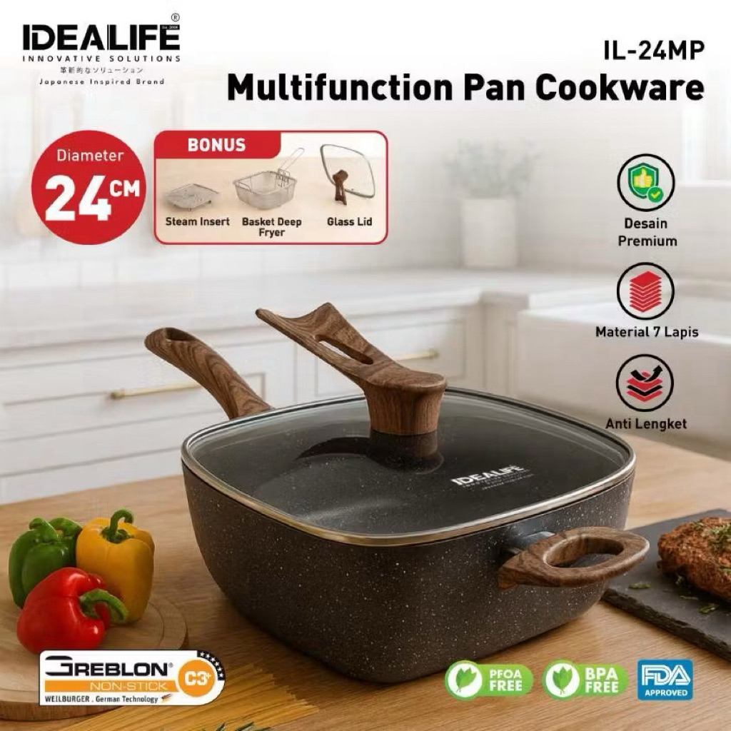IDEALIFE -MultiFunctionPanCookware-PanciSerbaguna-IL-24MP