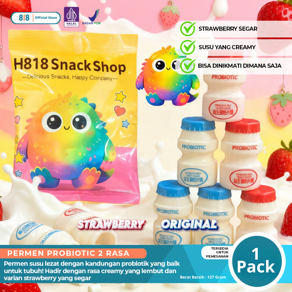 [BPOM & HALAL] Permen Susu Probiotik Rasa Stroberi dengan Tekstur Lembut dan Creamy, Cocok untuk Cam