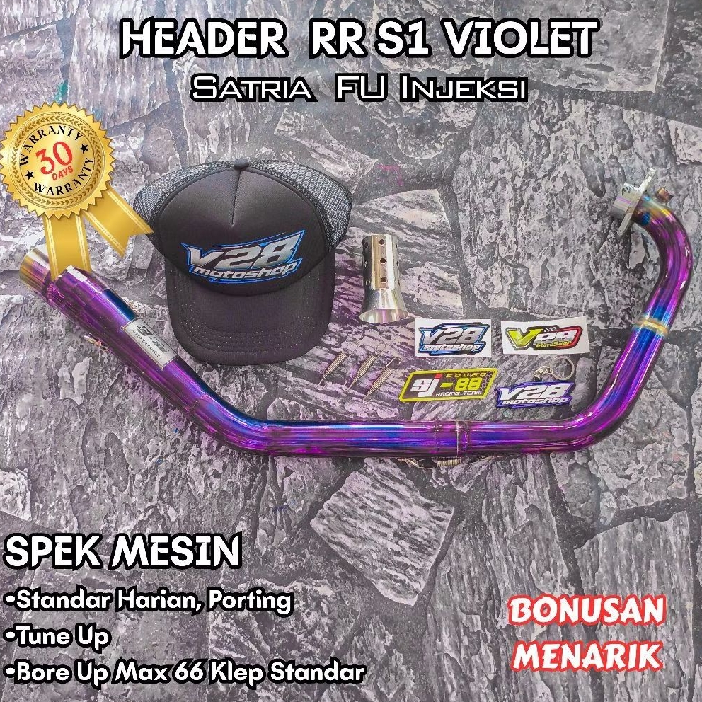 Knalpot SJ88 HEADER RR S1 Blue Violet SATRIA F150 INJEKSI Pipa Leheran NGACUNG Roadrace Original SJ-