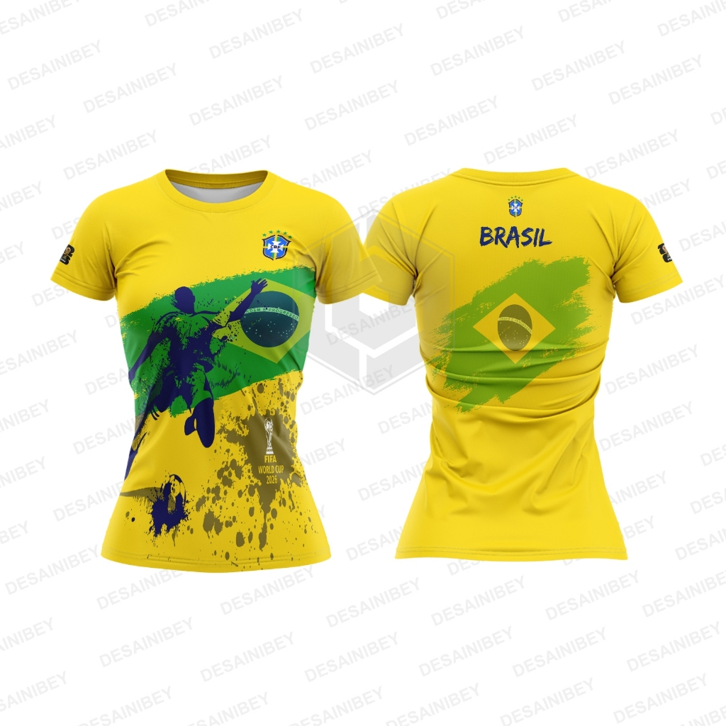 Baju Kaos Wanita Jersey Piala Dunia Brasil / Jersey Brasil Fullprint Art-02