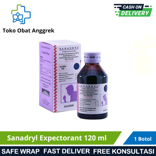 SANADRYL EXPECTORANT 120 ML/OBAT BATUK BERDAHAK/MEREDAKAN BATUK BERDAHAK KARENA ALERGI