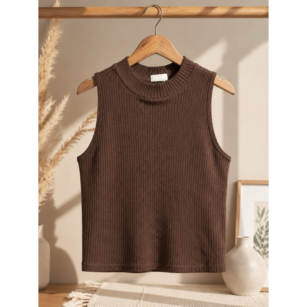 Tanktop knit Semiturtle Neck - Knit Tanktop